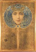 Louis Welden Hawkins Mask,Symbolist portrait in the form of a fan (mk19) oil painting artist